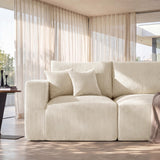 115" Modular Sectional Sofa, 3-Seater Boneless Cloud Couch, Beige
