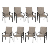 MFSTUDIO Patio Dining Chairs Set of 8, Brown Textilene Mesh Fabric