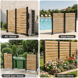 Outdoor Cedar Wood Privacy Screen with Aluminum Posts, Easy Assembly, for Hard Surfaces & Soil