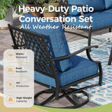 MIXPATIO 4-Piece Metal Patio Conversation Set, Fire Pit Table, 50,000 BTU