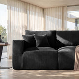 Modular Sectional Sofa with Ottoman, 79" L-Shaped Cloud Couch, Black