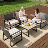 22x22 inch Outdoor Chair Cushions Set of 4,Cream Patio Chair Cushion with Handle and Ties
