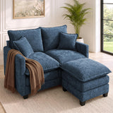 52" Loveseat Sofa, L-Shaped Cloud Love Seat Couches with Ottoman
