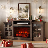 LUXOAK 70" Farmhouse TV Stand with 28" Fireplace, Rustic Brown