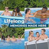 Bestway Power Steel 24’ x 12' x 52” Above Ground Pool, Rectangular Metal Frame Outdoor Swimming Pool Set with Sand Filter Pump, Ladder, and Cover