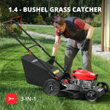 AMERISUN 21" Steel Deck Gas Lawn Mower, Heavy-Duty 3-in-1 Push Mower, 144cc 4-Stroke Engine