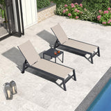 PURPLE LEAF Pool Lounge Chairs Set of 2 with Sponge, Easy Move, Beige