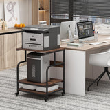 Fannova Large Printer Stand Table with Height Adjustable Storage Shelf