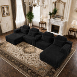 RENDGO 146" Oversized Boneless Sectional Sofa with Chaise,U Shaped,Black