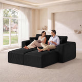 Modular Sectional Sofa Bed with Ottoman, 79" Boneless Cloud Couch, Black