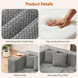MONVANE Modular Sectional Cloud Couch for Living Room - 130'' 6 Seater Convertible Chenille Couches Set with Ottoman, No Assembly Compression Sofas, Comfy Floor Sofa with Memory Foam, Light Grey