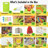 40-Pcs Kids Knife Set for Real Cooking, Toddler Cooking Set Montessori with Recipes Book, Toddler Kitchen Tools, Kids Cooking Sets Real - Cutting Board and Knife Set