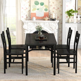 Hooseng Dining Table Set for 4, Wood Kitchen Table Chairs Set with Storage