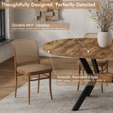 42"-58" Extendable Oval Dining Table for 4-6, Kitchen Round Table with Hidden Leaves & Storage Shelf, Space Saving Modern Design with Sturdy Metal Legs for Kitchen, Dining Room & Small Apartments
