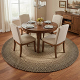 Super Area Rugs Round Braided Dinig Room Rug - Ridgewood Braided Woven Rug 4-6 Seat Dining Table - Reversible - Indoor/Outdoor - Made in USA - Brown Velvet/Beige, 6' Round