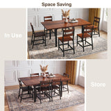 7-Piece Dining Table Set for 6, 63" Extendable Kitchen Table with Curved Backrest Chairs