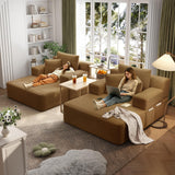 RENDGO 97 Inch Double Chaise Lounge Chair Indoor, Camel
