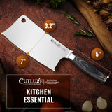 Cutluxe Meat Cleaver Knife – Ultra Sharp 7" Meat Cleaver, Butcher Knife, High Carbon Stainless Steel Blade, Full Tang Pakkawood Handle – Shinobi Series