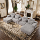 RENDGO 146" Oversized Boneless Sectional Sofa with Chaise,U Shaped,Gray