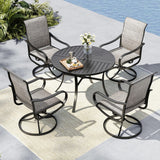 MFSTUDIO Round Patio Table & Swivel Chairs, 5 Piece Outdoor Dining Set
