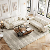 GarveeHome 3-Seater Sofa Couch, 83" Wide Faux Leather Couch with Deep Seats