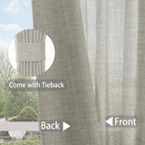 Macochico Extra Wide Pinch Pleated Sliding Door Curtains 150”Wx84”L with Tieback Natural Linen Privacy Curtain for Living Room Bedroom Home Office Light Filtering, Dark Grey, 1 Panel