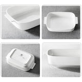 MALACASA Casserole Dishes for Oven, Ceramic Baking Dishes Set of 3, Rectangular Lasagna Pan Deep Baking Pans, Bakeware Sets with Handles Gift Set, White (13.8''/11.7''/9.4''), Series BAKE