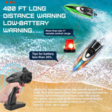 BEZGAR Remote Control Boat, 2 Pack12 inch RC Boat with Case– Auto-Flip, 30 KPH Fast Speed, 8-Shaped Mode & LED Lights – Waterproof Racing Boats for Pools, Lakes, Oceans (Adults & Teens)