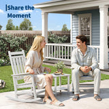 HDPE Rocking Chair Outdoor Set of 4 with 2 Side Table, High Back Rocker