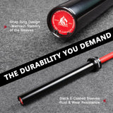 LIONSCOOL 7ft Olympic Barbell (Red Ceramic Shaft & Black E-coated Sleeves, 1500LBS, No Center Knurl)
