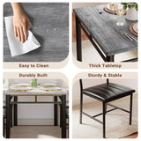 Dining Table Set for 4, Wood Kitchen Table with Upholstered Chairs for Kitchen Room and Small Spaces