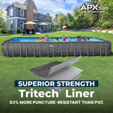 Bestway APX 365 31’4" x 16' x 52” Above Ground Pool, Rectangular Metal Frame Outdoor Swimming Pool Set with Sand Filter Pump, Ladder, and Cover, Dark Marble