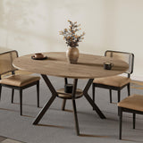 Extendable Round Dining Table with Built-in Flip Leaf, Modern Oval Kitchen Table for 4-6, Space-Saving