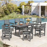 Homenjoy 7 Piece Patio Dining Set, 66" Rectangle HDPS Weather Resistant Outdoor Table & 6 Patio Chairs Set with 1.96" Umbrella Hole, Heavy Duty Chairs for Backyard Balcony Deck, Grey