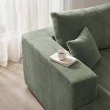 Modular Sectional Sofa Bed with Ottoman, 79" Boneless Cloud Couch, Green