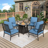 MIXPATIO 5-Piece Metal Patio Conversation Set, 28-Inch Fire Pit Table