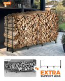 Mars Explo Firewood Rack 6ft, Heavy Duty Fire Wood Storage Racks for Indoor & Outdoor, Metal Log Holders for Firewood，Fireplace Wood Pile Storage Stacker Organizer, Black