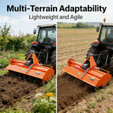 LEDTUS 49” 3 Point Rotary Tiller for 20-30HP Compact Tractors – Cat 1 Cultivator with 540 RPM PTO Drive, 28 Replaceable L-Shaped Tines for Wider Coverage (49")