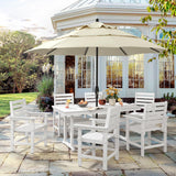 Homenjoy 7 Piece Patio Dining Set, 66" Rectangle HDPS Weather Resistant Outdoor Table & 6 Patio Chairs Set with 1.96" Umbrella Hole, Heavy Duty Chairs for Backyard Balcony Deck, White