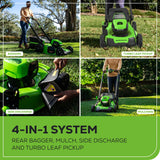 Greenworks 40V 20" Brushless Push Mower, 4.0Ah Battery (Aluminum Handles + Light)