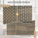 Room Divider, 6 Ft 4 Panel Folding Privacy Screen, Hand-Woven PP Wall Partition with Pine Wood Frame