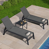 PURPLE LEAF Outdoor Chaise Lounge Set of 2 with Sponge, Easy Move, Grey