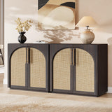 MorganBrig Sideboard Cabinet with Rattan Doors, 63'' W Buffet Credenza