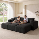 Modular Sectional Sofa Bed with Chaise, 115" Memory Foam Cloud Couch, Black