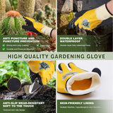 8 Piece Stainless Steel Gardening Tool Set - 17 Tine Heavy Duty Rake, 5 Piece Hand Tool Kit, Pruning Shears, and Gloves