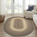 Super Area Rugs Braided Rugs 5X8 Farmhouse Kitchen Rug - Ridgewood Braided Rug for Living Room - Reversible - Indoor/Outdoor - Made in USA - Brown Velvet/Beige, 5' X 8' Oval