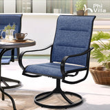 PHI VILLA Swivel Patio Dining Chairs Set of 6, Padded Textilene Mesh, Blue