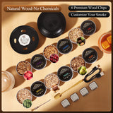 PDQROG Electric Whiskey Smoker Kit, Whiskey Smoker Kit with 6 Wood Chips & 2 Glasses & 4 Whiskey Stones, Black