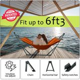 Tranquillo Sturdy Steel Hammock with Stand Premium Cotton Canvas Hammock, 600 lbs Capacity Hammock Stand Folding, Portable 30-Second Fold Unfold Hammock for Camping, Orange