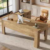 63" L Shaped Desk with Storage, Executive Office Desk with Rolling File Cabinet Combo